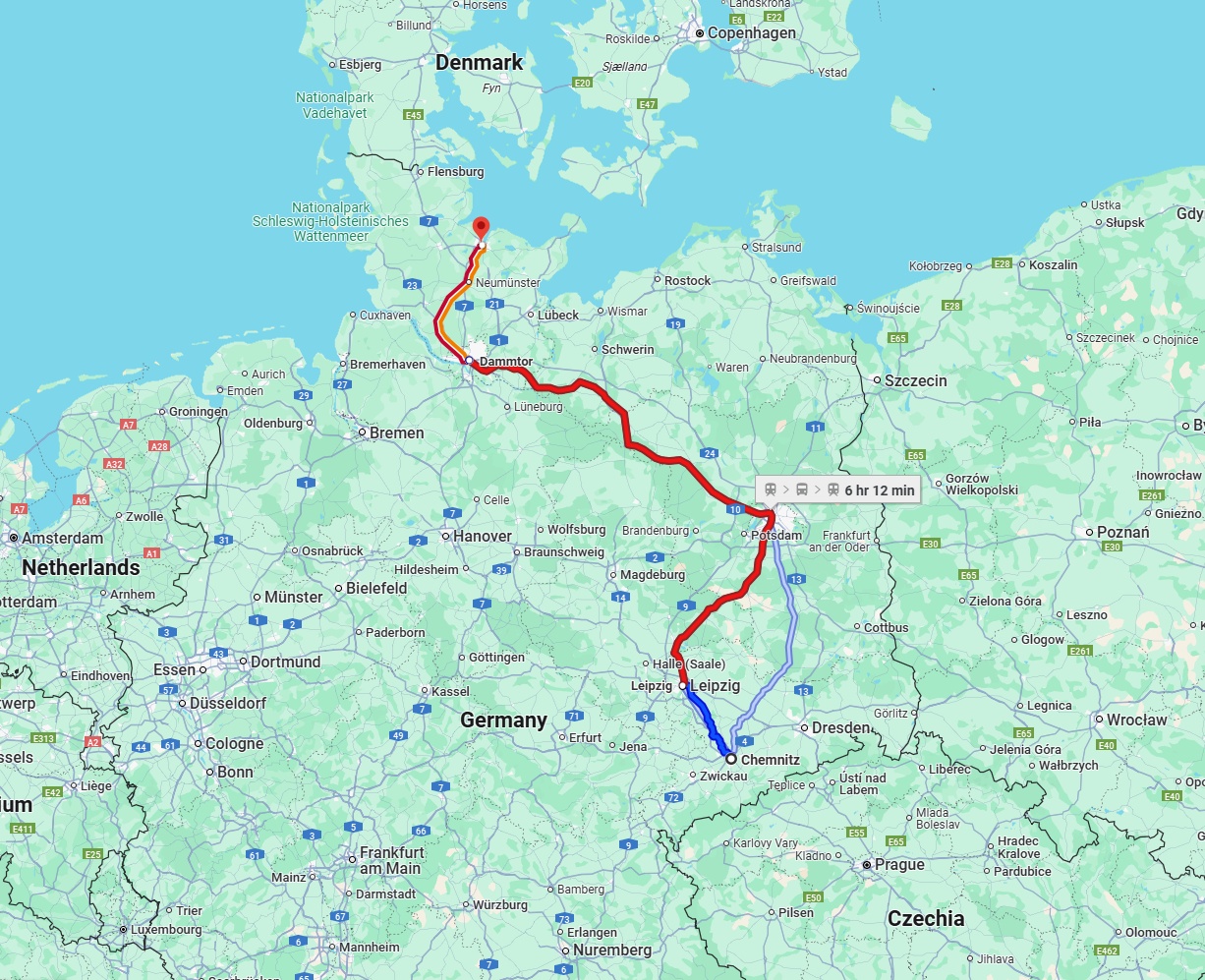 Anreise von Chemnitz Zu Kiel Über 