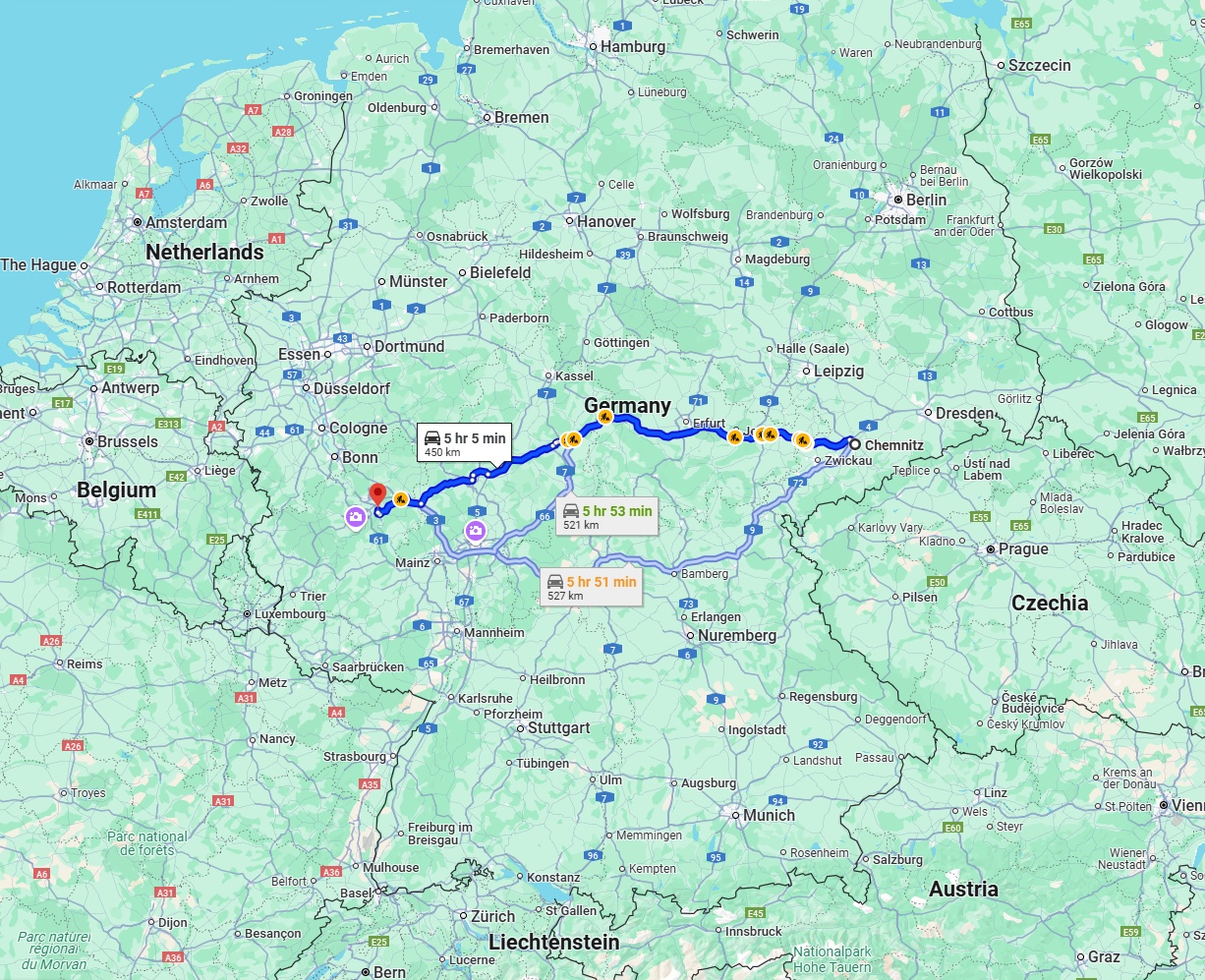 Anreise von Chemnitz Zu Koblenz Über via A4