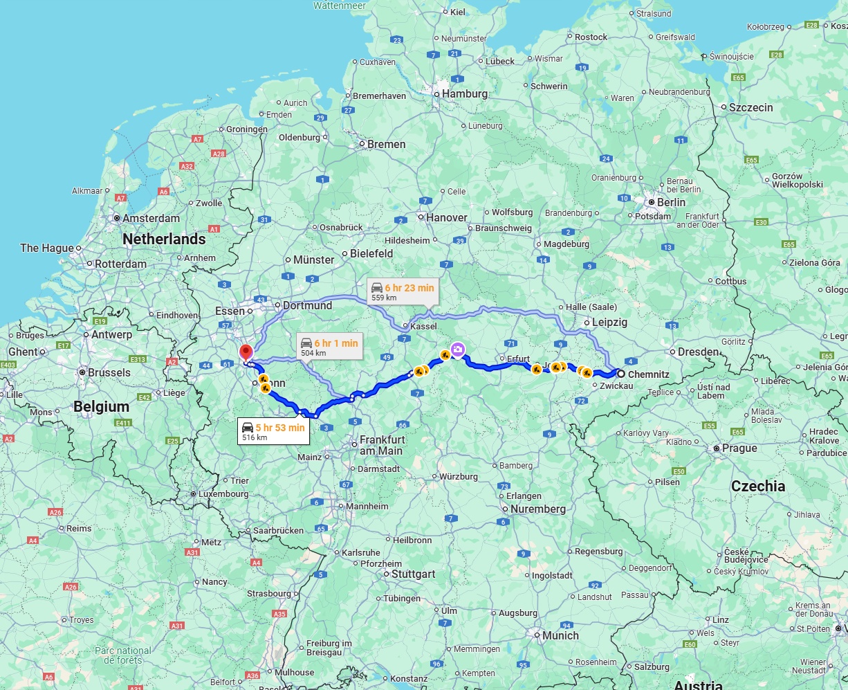 Anreise von Chemnitz Zu Köln Über via A4