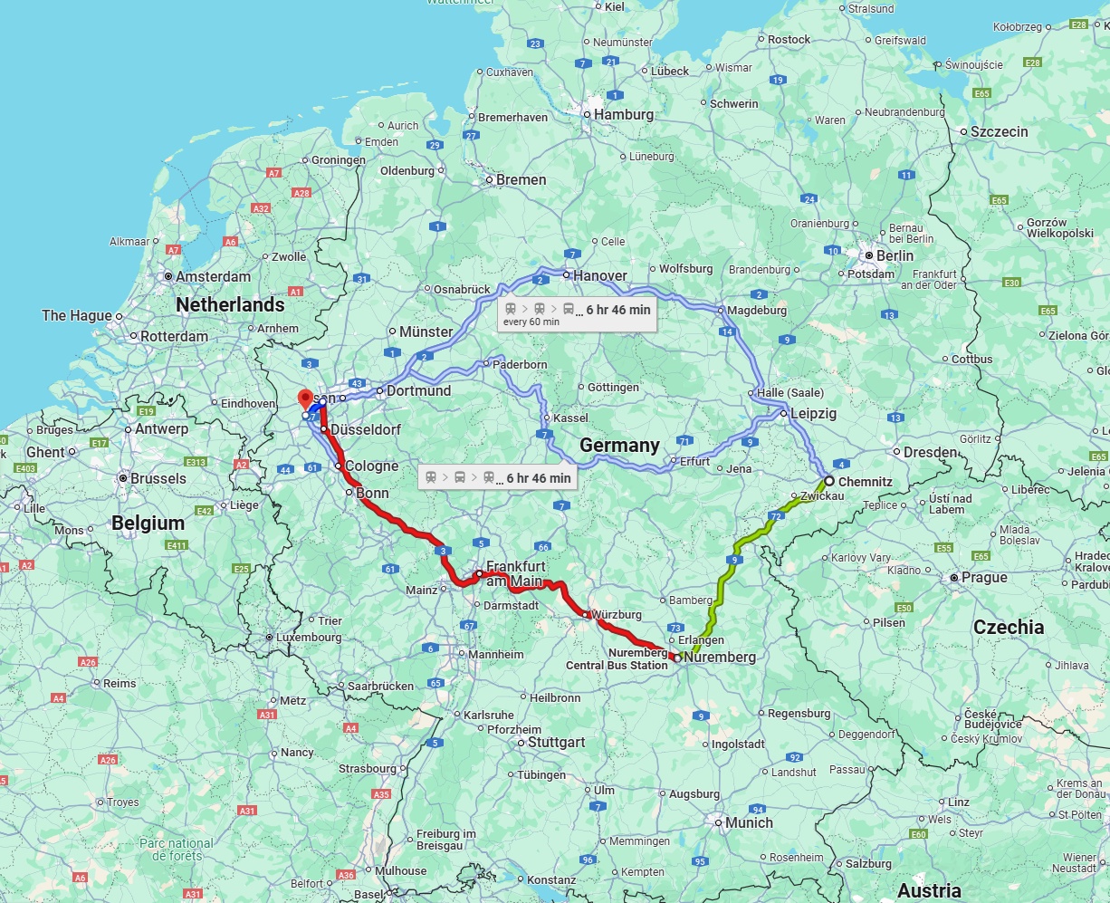 Anreise von Chemnitz Zu Krefeld Über 