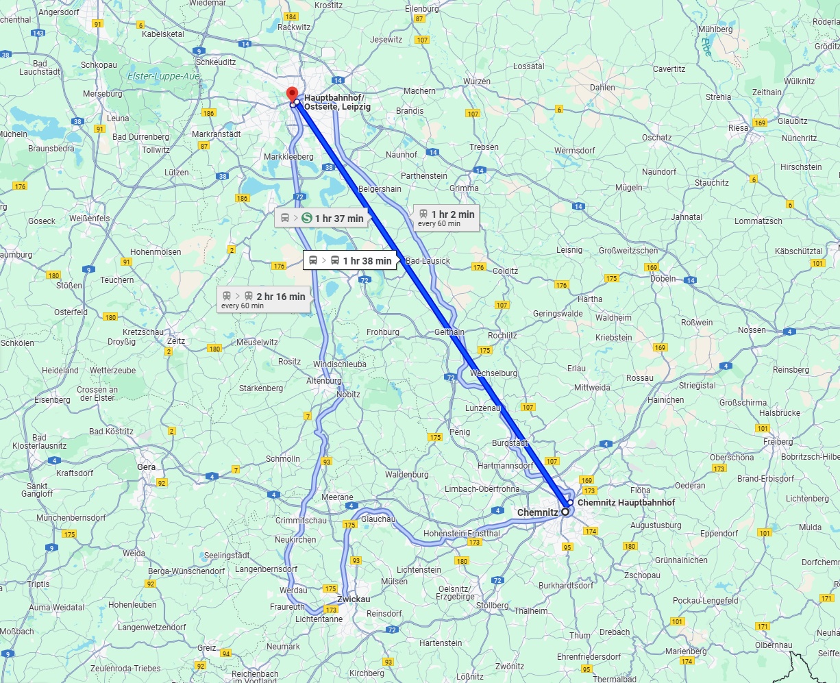 Anreise von Chemnitz Zu Leipzig Über 