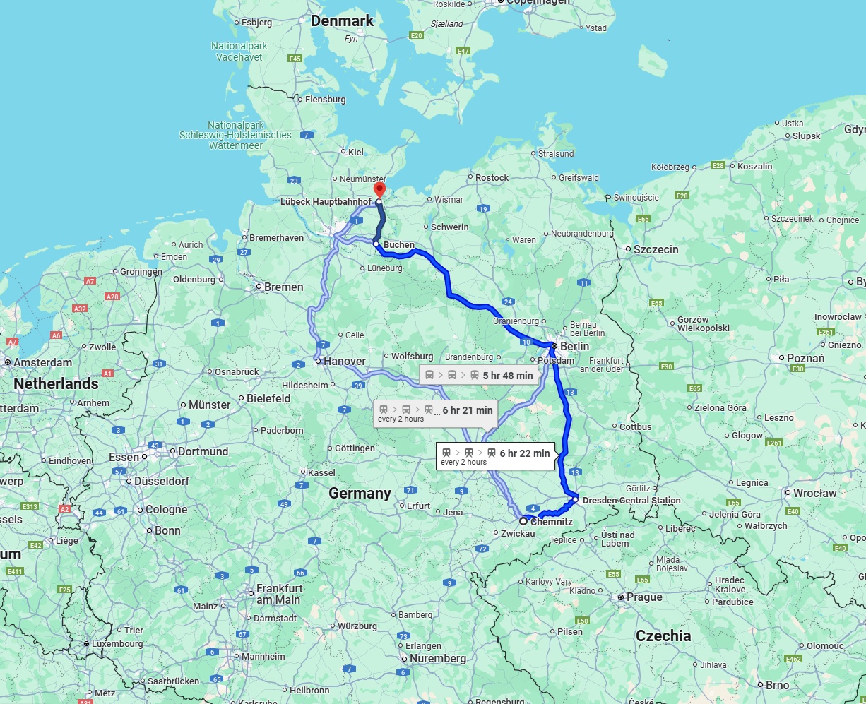 Anreise von Chemnitz Zu Lübeck Über 