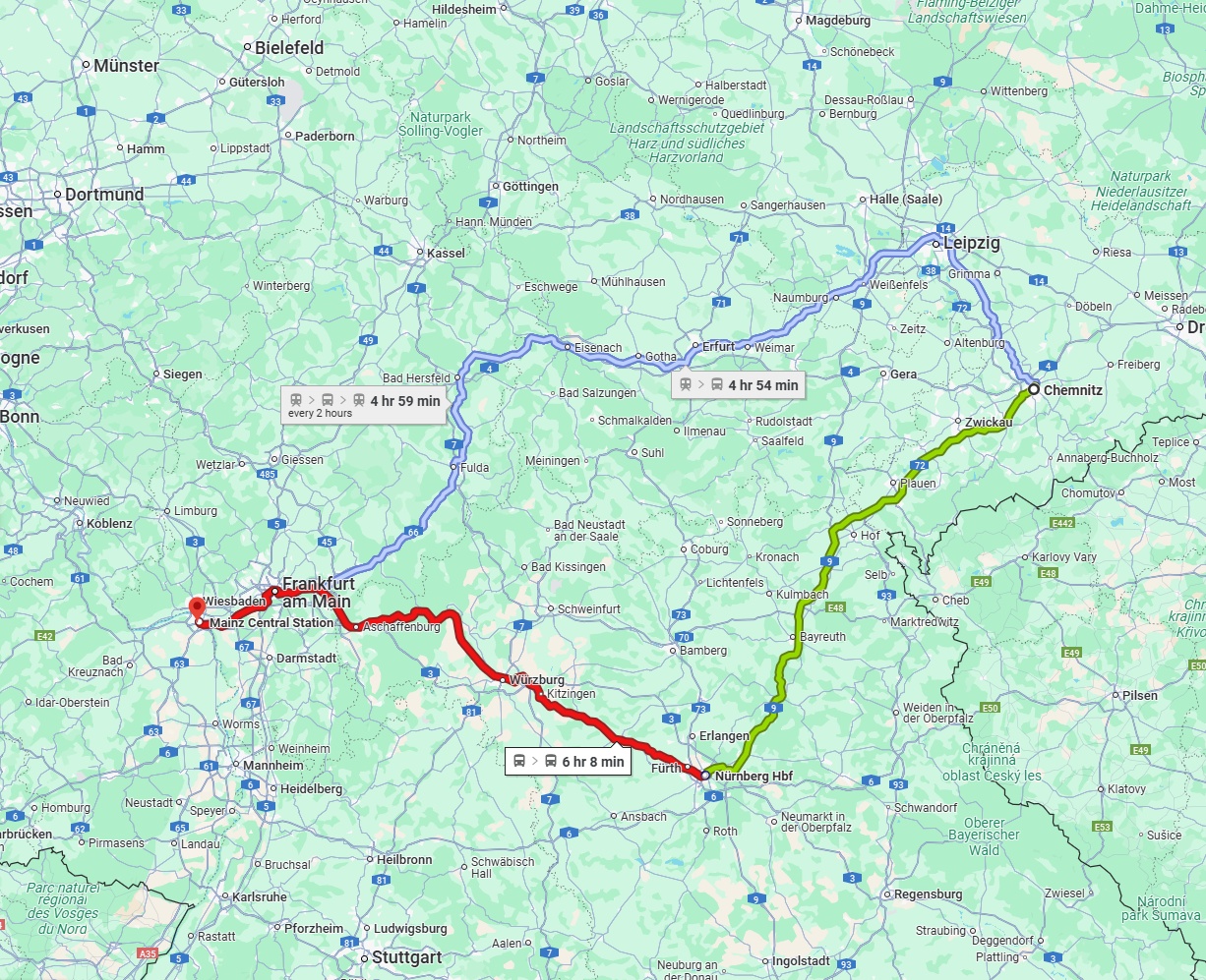 Anreise von Chemnitz Zu Mainz Über 