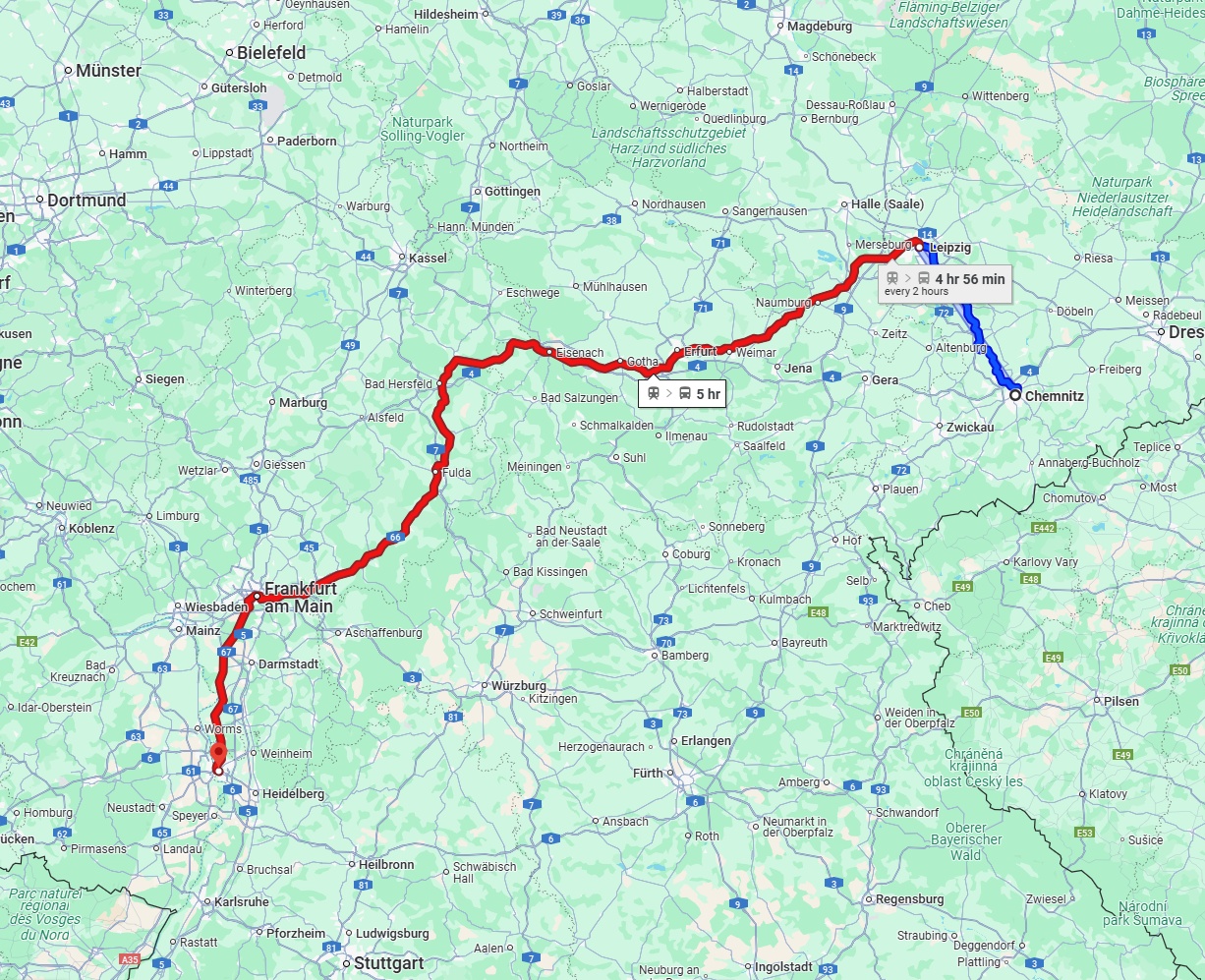 Anreise von Chemnitz Zu Mannheim Über 