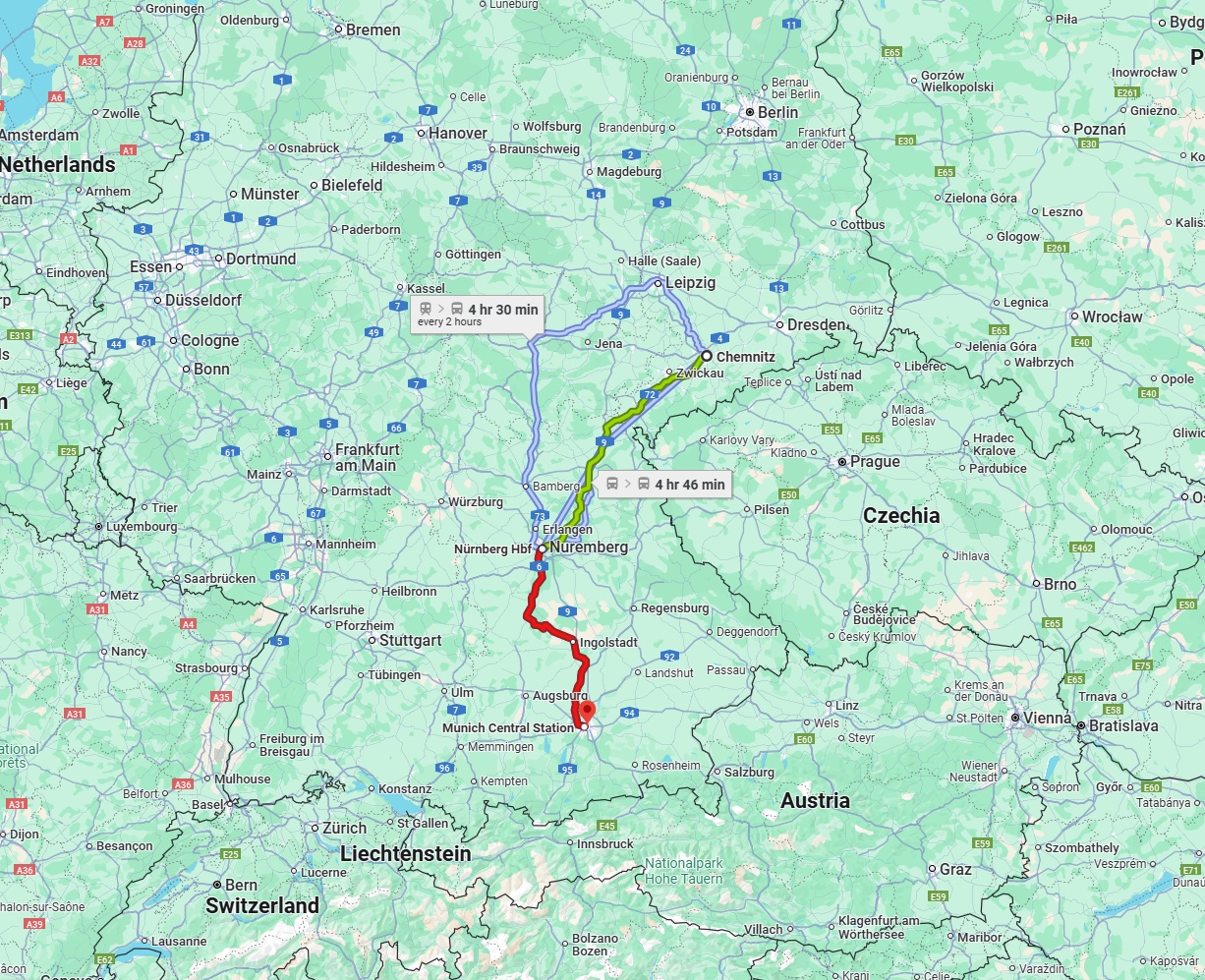Anreise von Chemnitz Zu München Über 