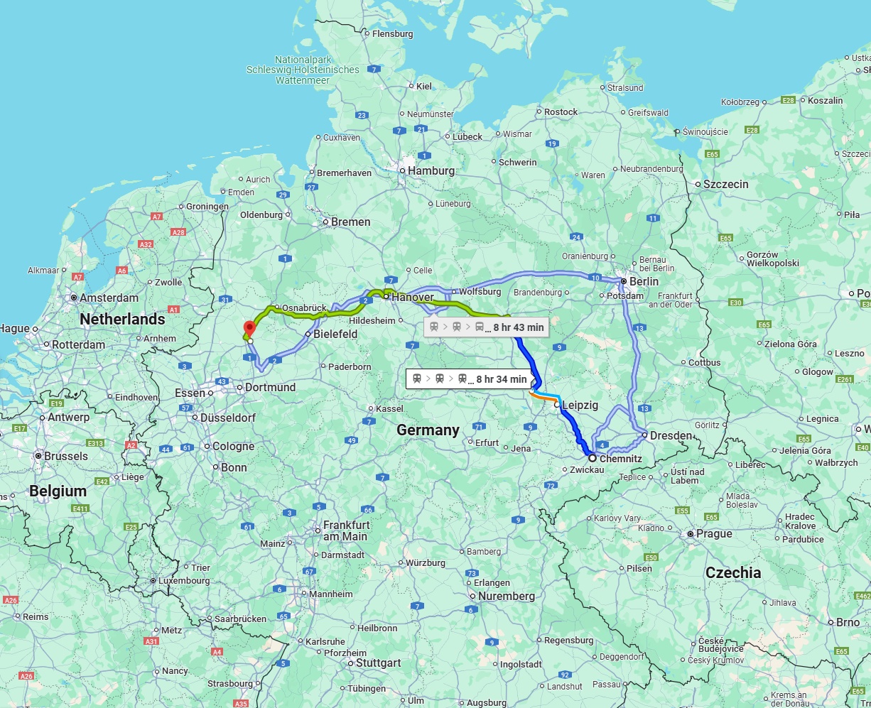 Anreise von Chemnitz Zu Münster Über 