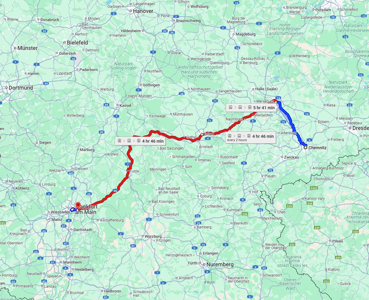 Anreise von Chemnitz Zu Offenbach am Main Über 