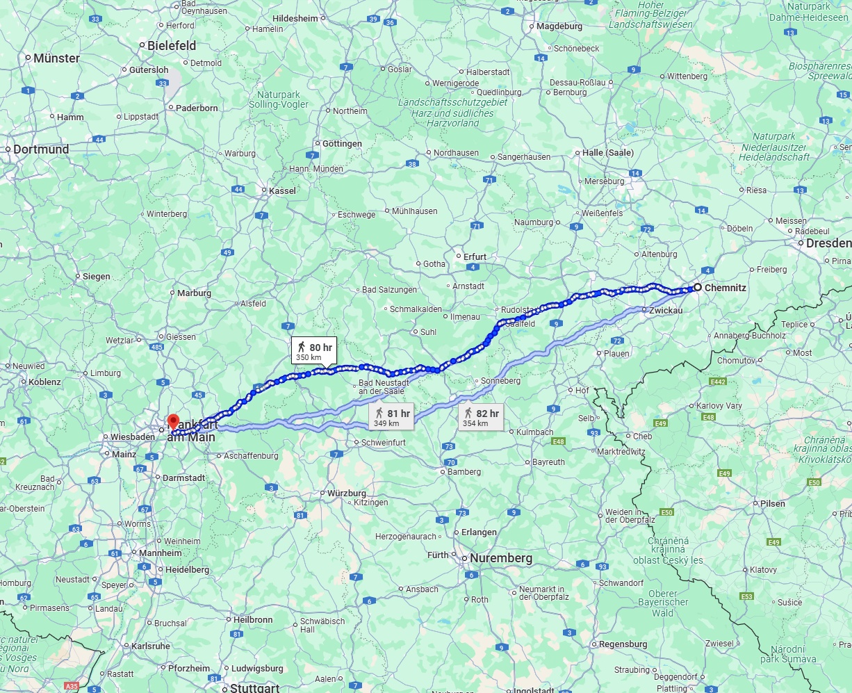 Anreise von Chemnitz Zu Offenbach am Main Über 