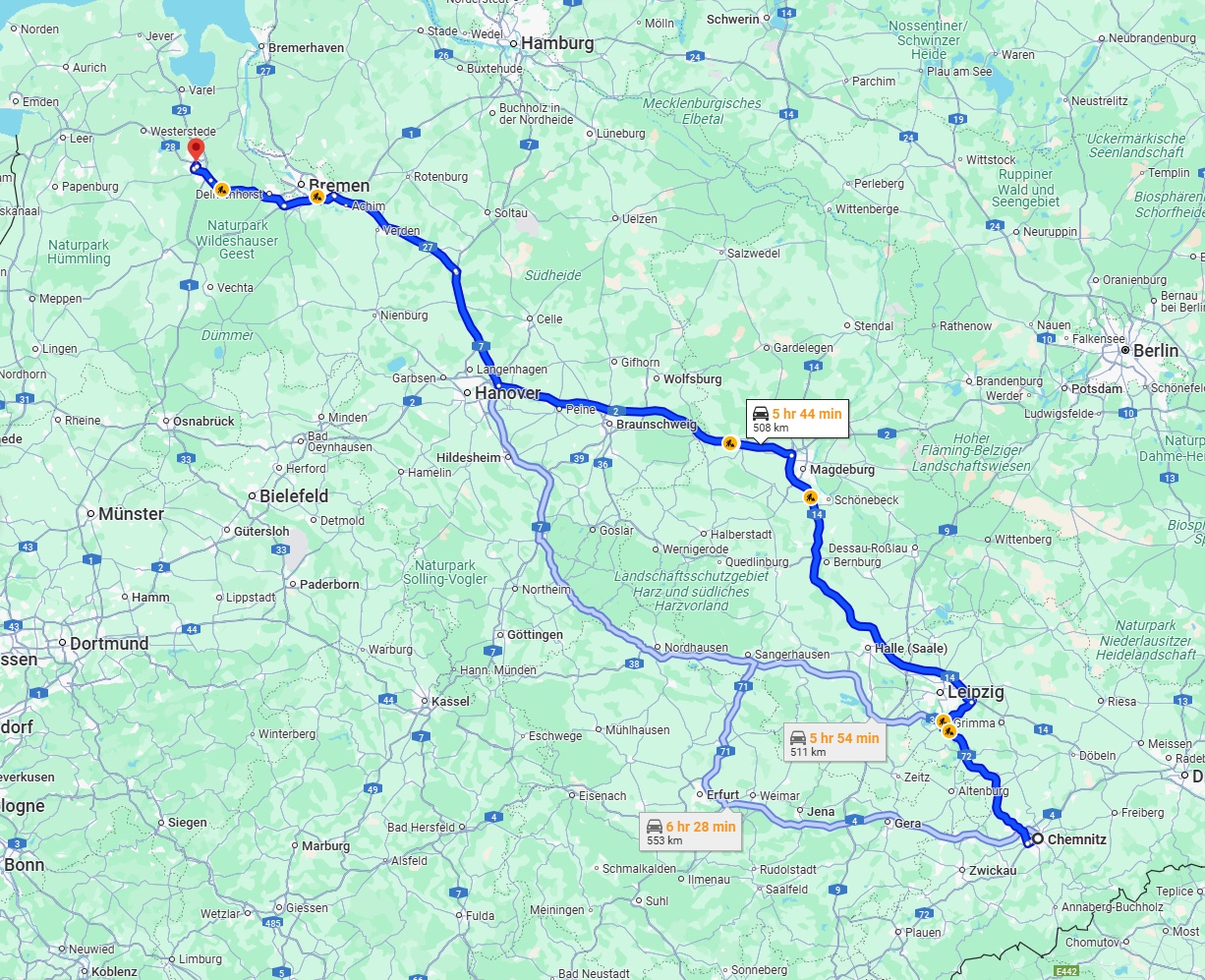 Anreise von Chemnitz Zu Oldenburg Über via A14