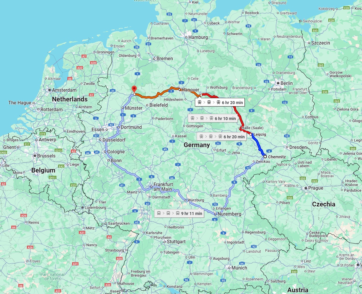 Anreise von Chemnitz Zu Osnabrück Über 