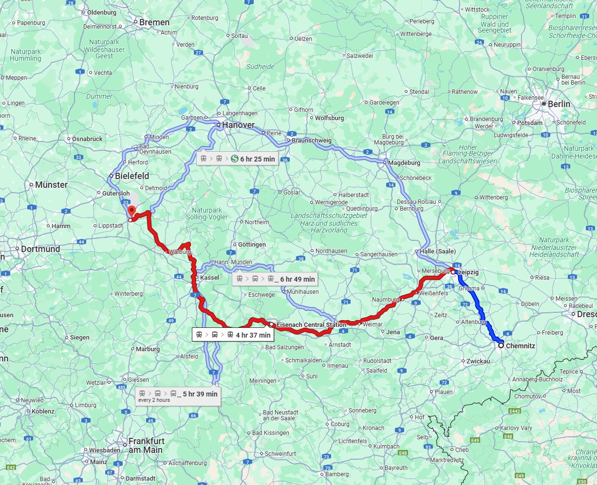 Anreise von Chemnitz Zu Paderborn Über 