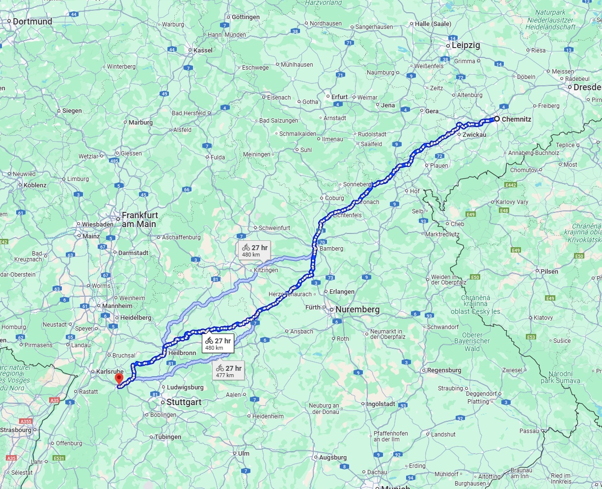 Anreise von Chemnitz Zu Pforzheim Über 