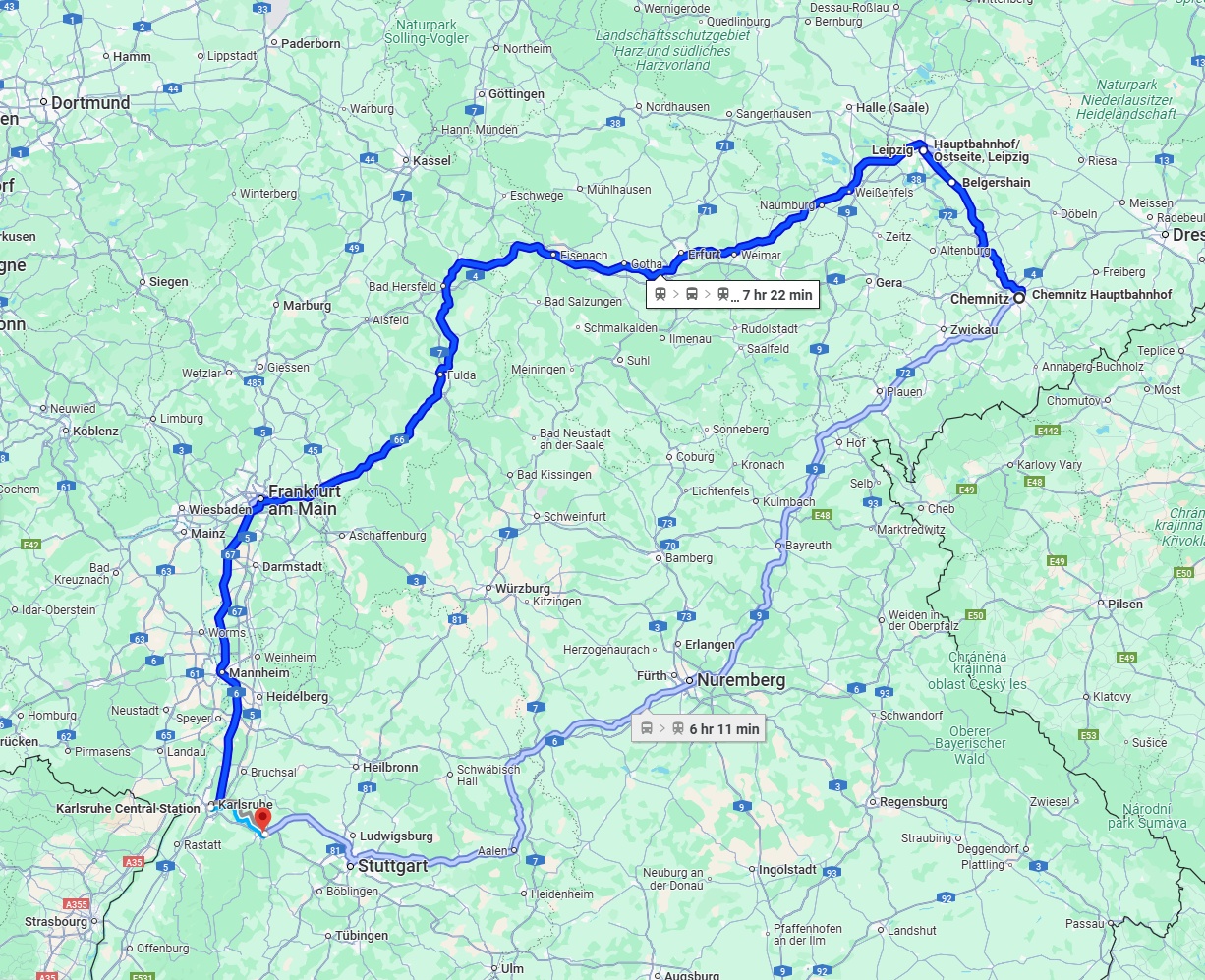 Anreise von Chemnitz Zu Pforzheim Über 