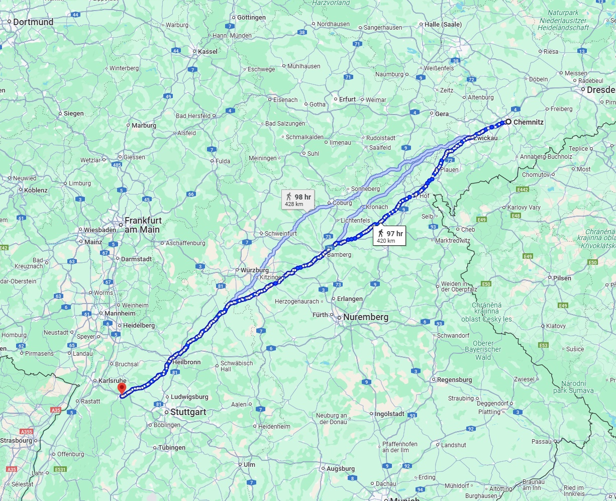 Anreise von Chemnitz Zu Pforzheim Über 