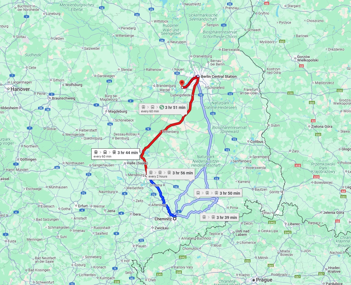 Anreise von Chemnitz Zu Potsdam Über 