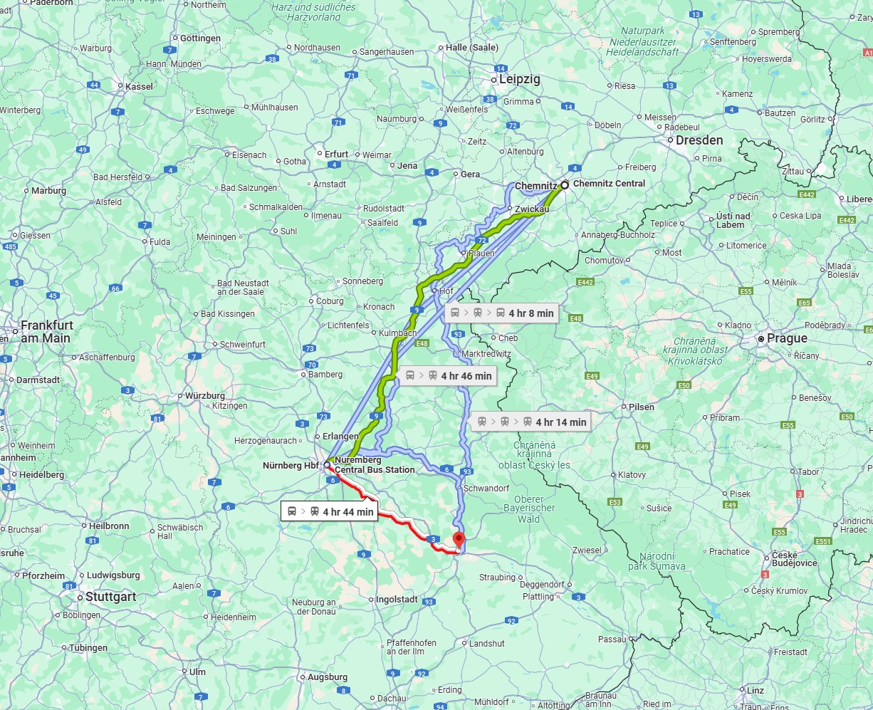 Anreise von Chemnitz Zu Regensburg Über 