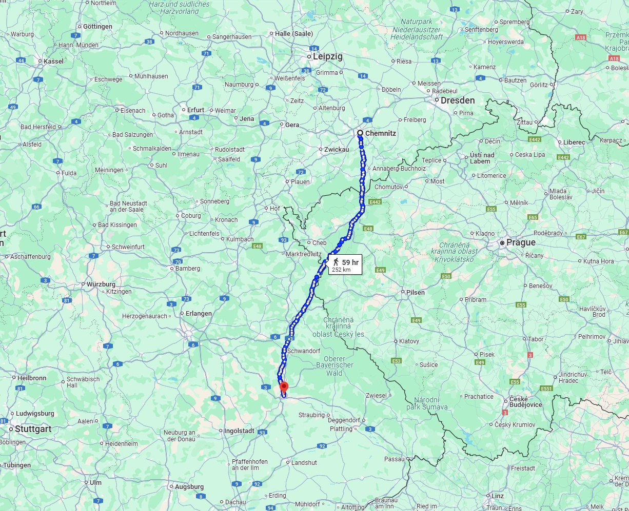 Anreise von Chemnitz Zu Regensburg Über 
