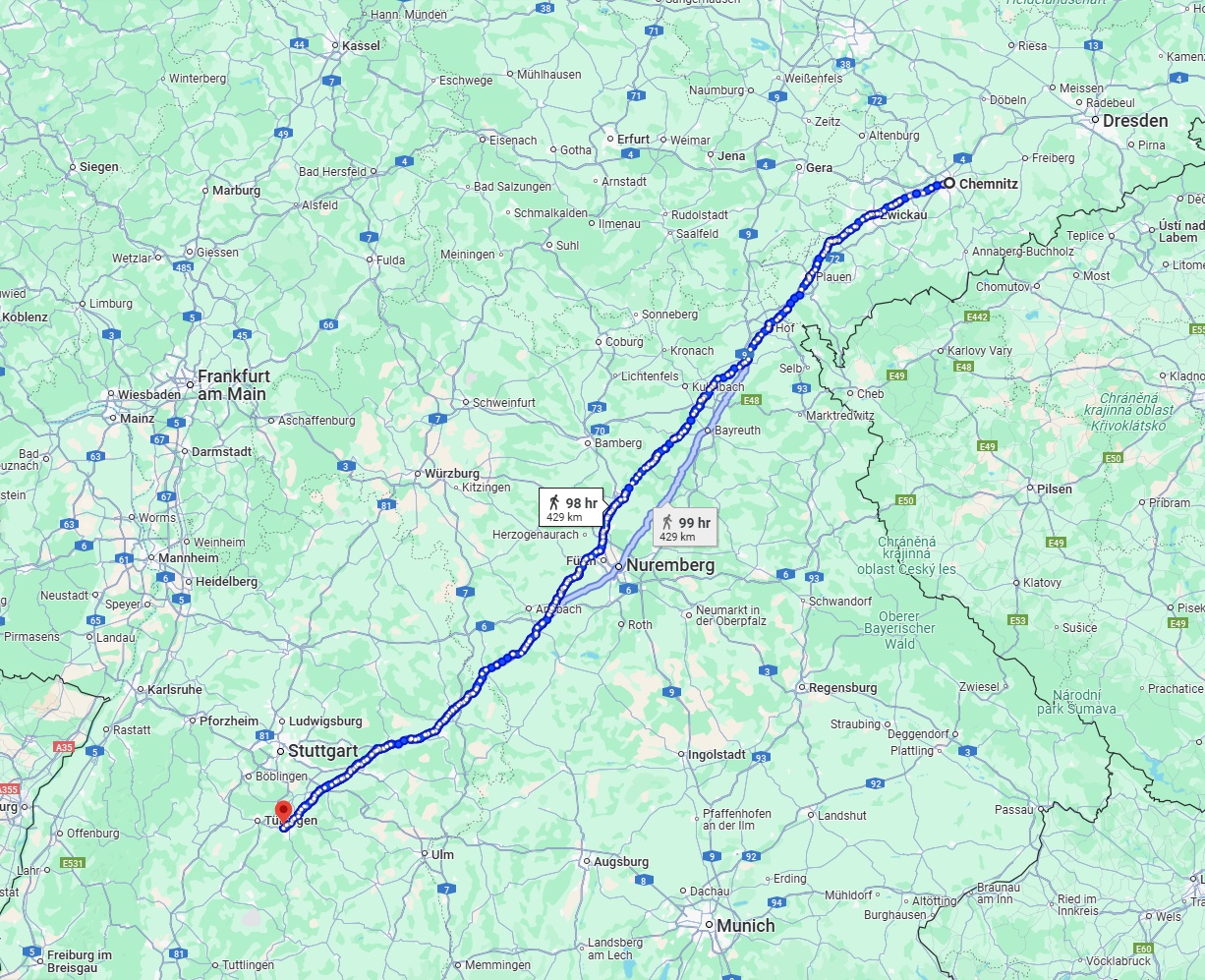 Anreise von Chemnitz Zu Reutlingen Über 