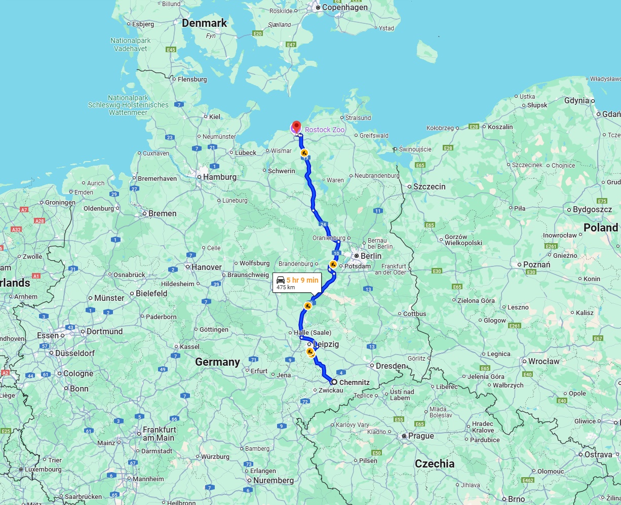 Anreise von Chemnitz Zu Rostock Über via A19
