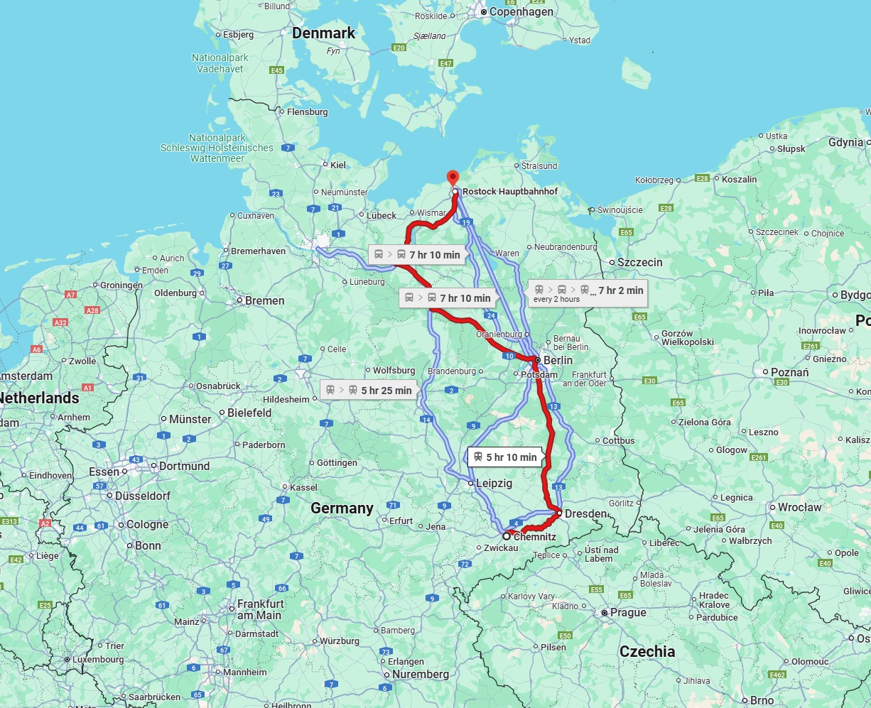 Anreise von Chemnitz Zu Rostock Über 