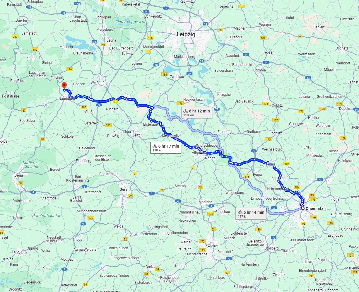 Anreise von Chemnitz Zu Saale Über 
