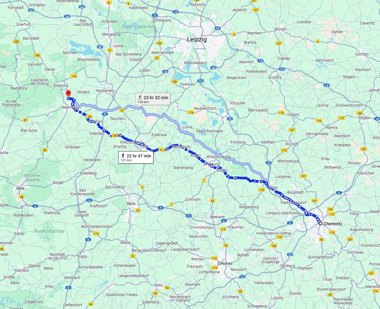 Anreise von Chemnitz Zu Saale Über 