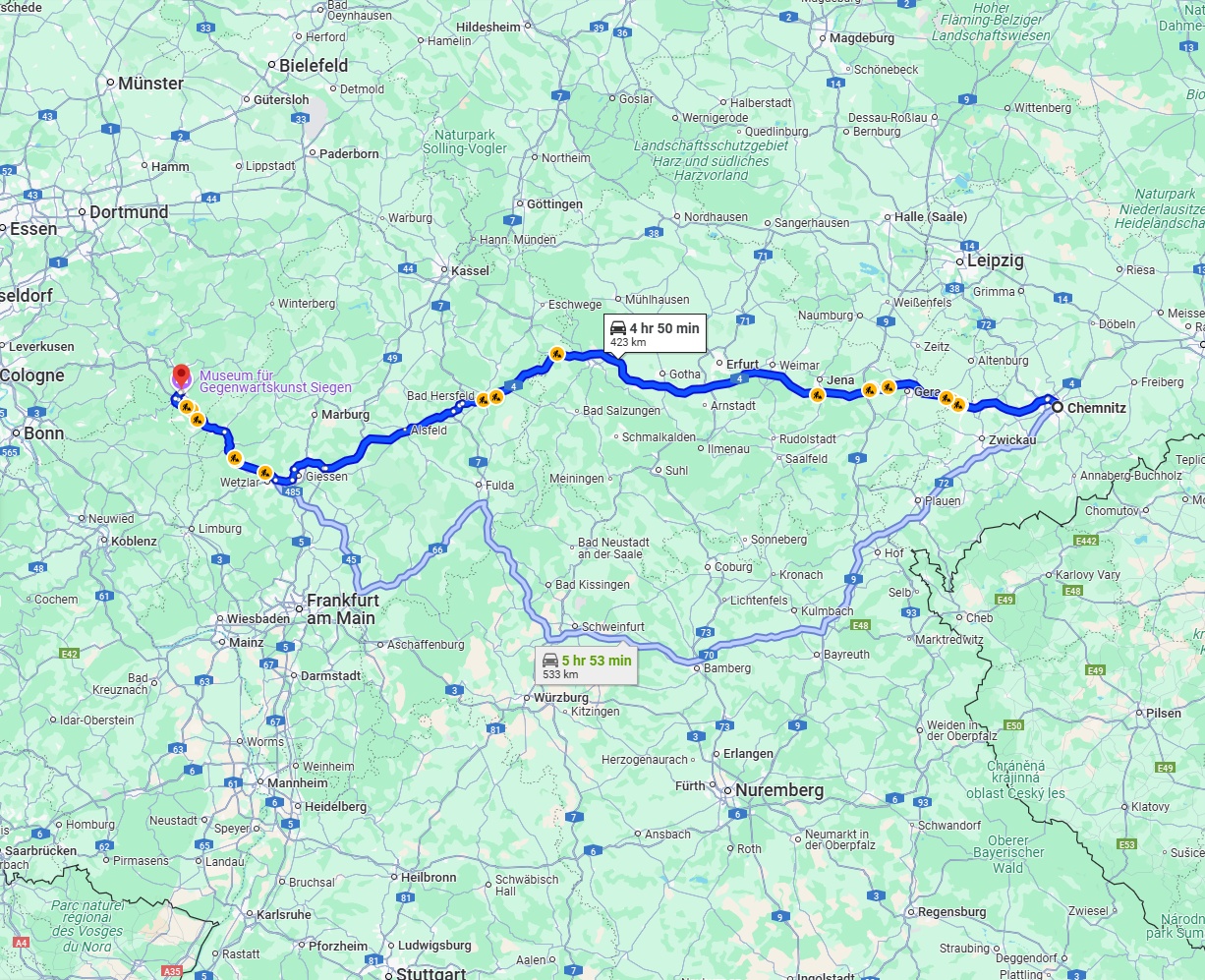Anreise von Chemnitz Zu Siegen Über via A4