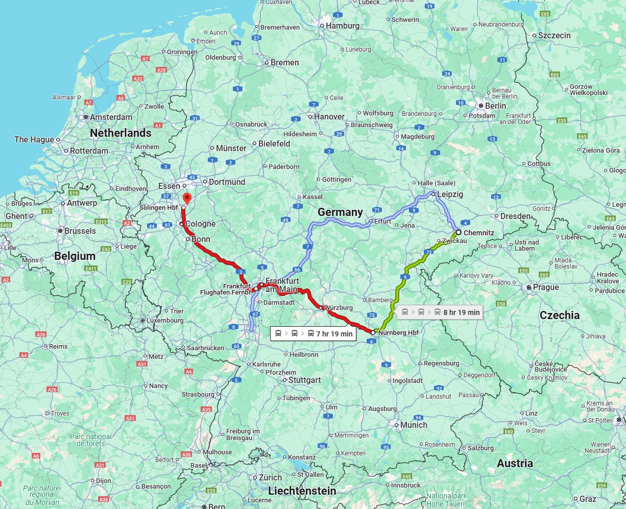Anreise von Chemnitz Zu Solingen Über 