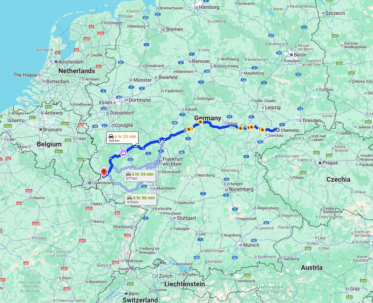 Anreise von Chemnitz Zu Trier Über via A4