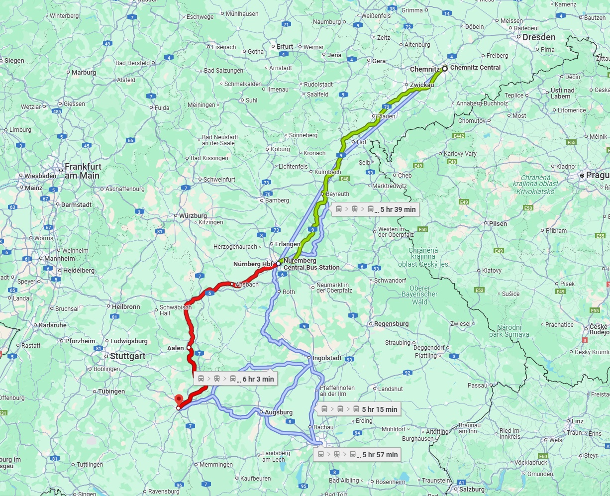 Anreise von Chemnitz Zu Ulm Über 