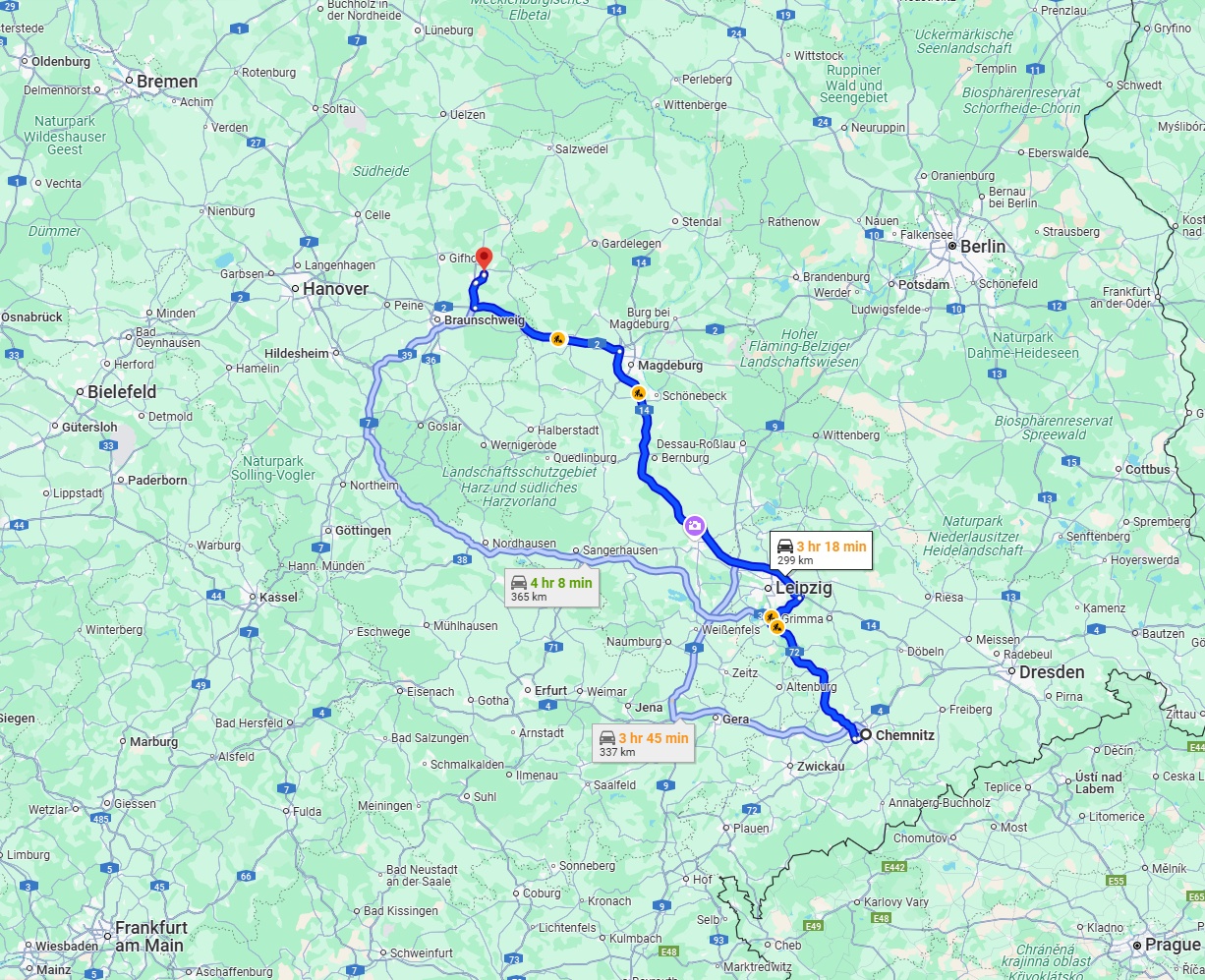 Anreise von Chemnitz Zu Wolfsburg Über via A14