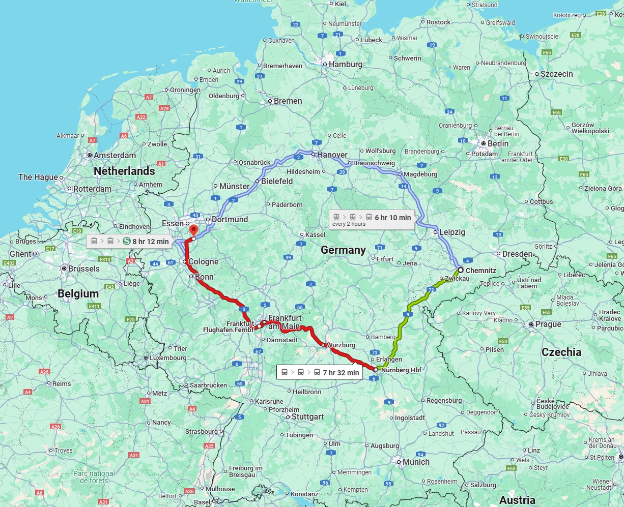 Anreise von Chemnitz Zu Wuppertal Über 