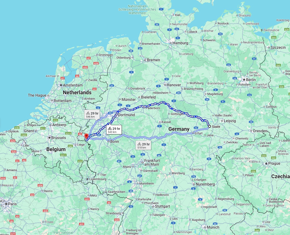 Anreise von Saale Zu Aachen Über 