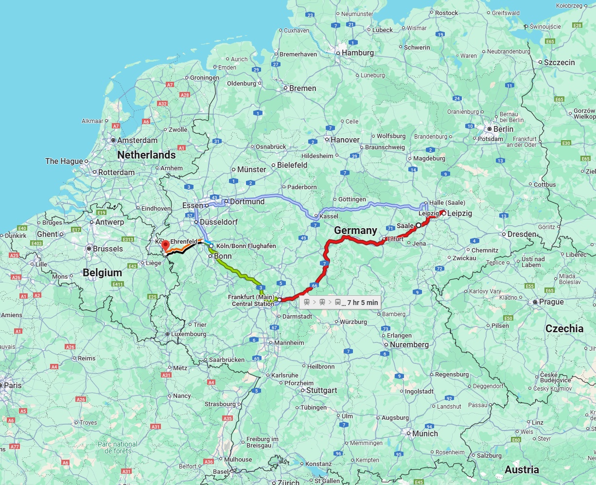 Anreise von Saale Zu Aachen Über 