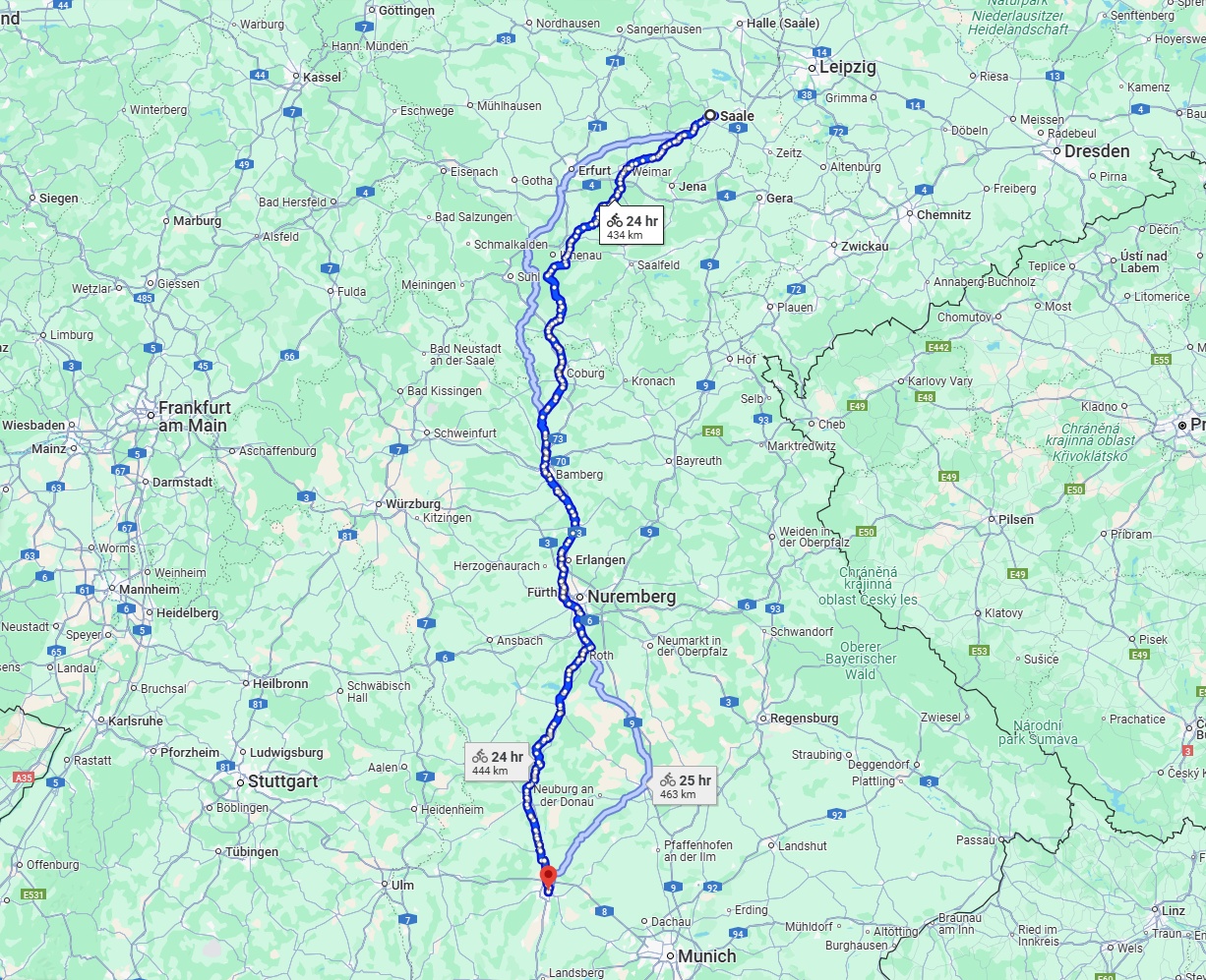 Anreise von Saale Zu Augsburg Über 