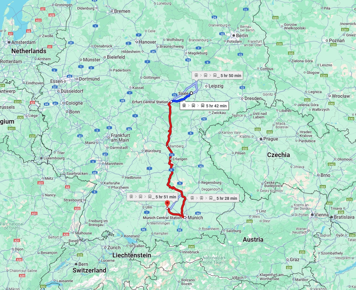 Anreise von Saale Zu Augsburg Über 