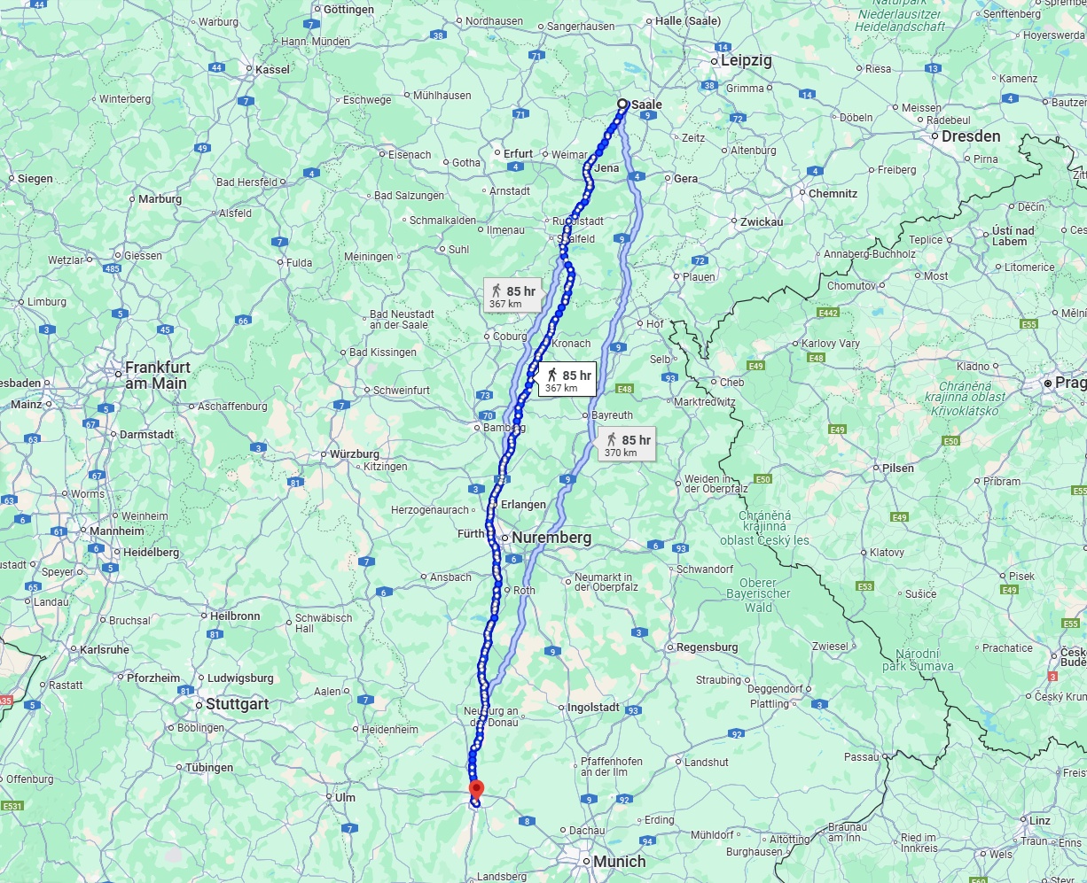 Anreise von Saale Zu Augsburg Über 