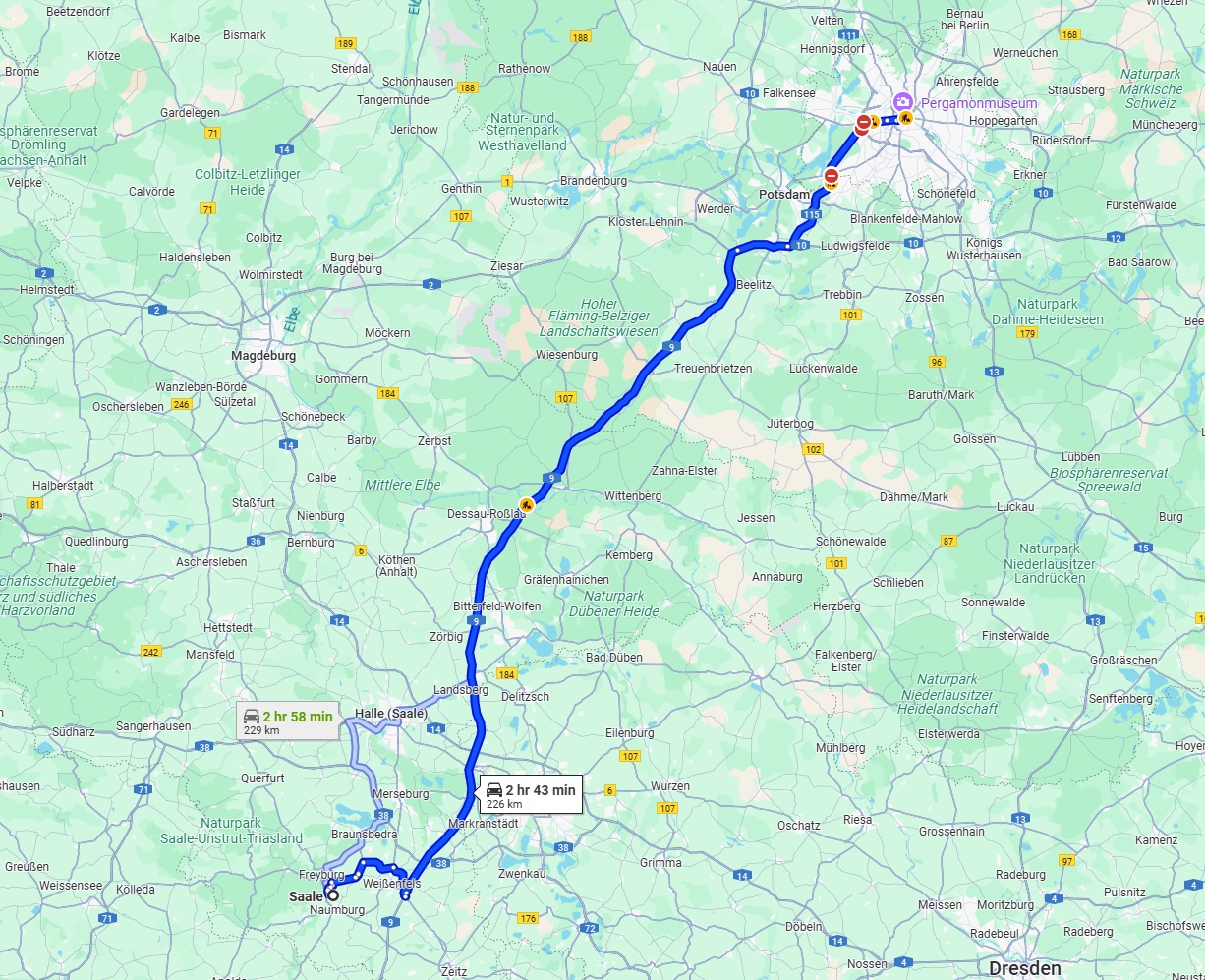 Anreise von Saale Zu Berlin Über via A9
