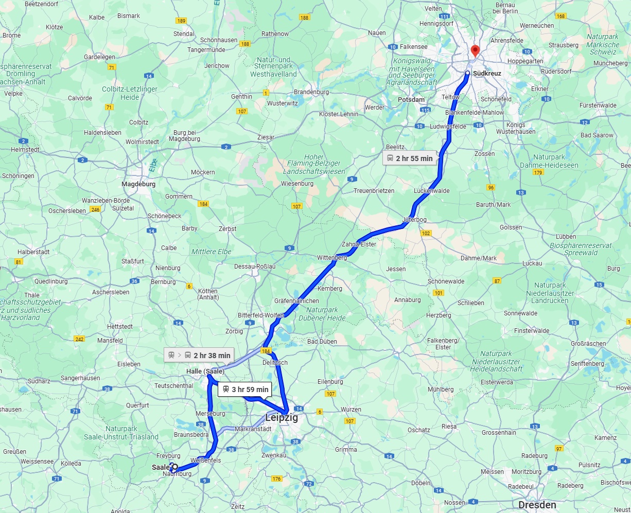 Anreise von Saale Zu Berlin Über 