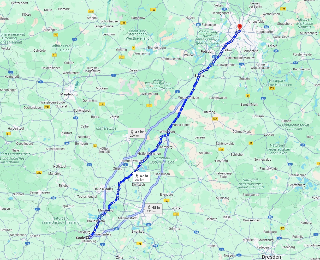 Anreise von Saale Zu Berlin Über 