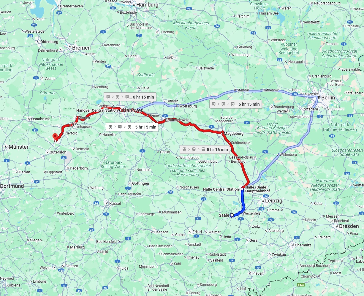 Anreise von Saale Zu Bielefeld Über 