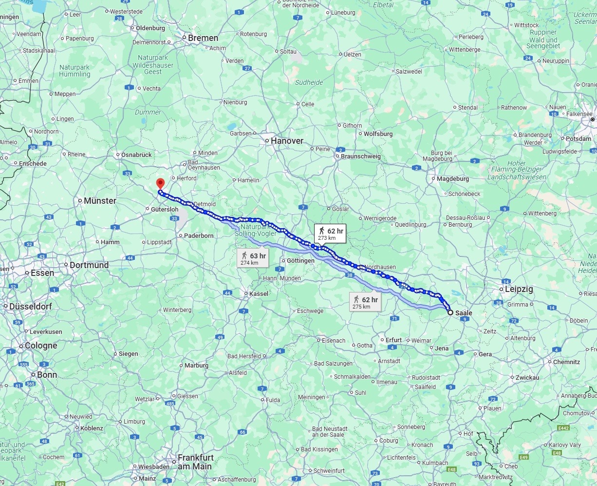 Anreise von Saale Zu Bielefeld Über 