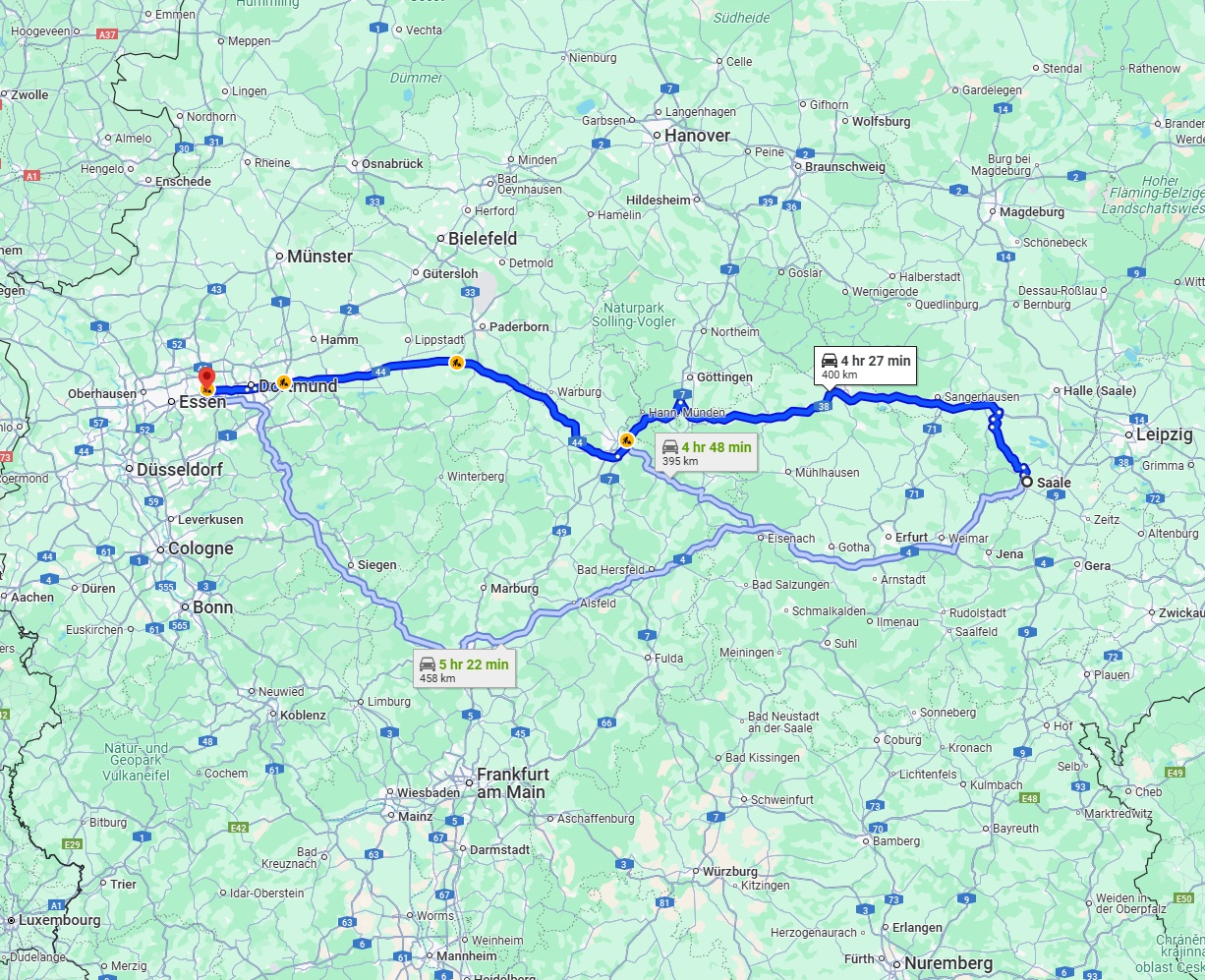 Anreise von Saale Zu Bochum Über via A38 and A44