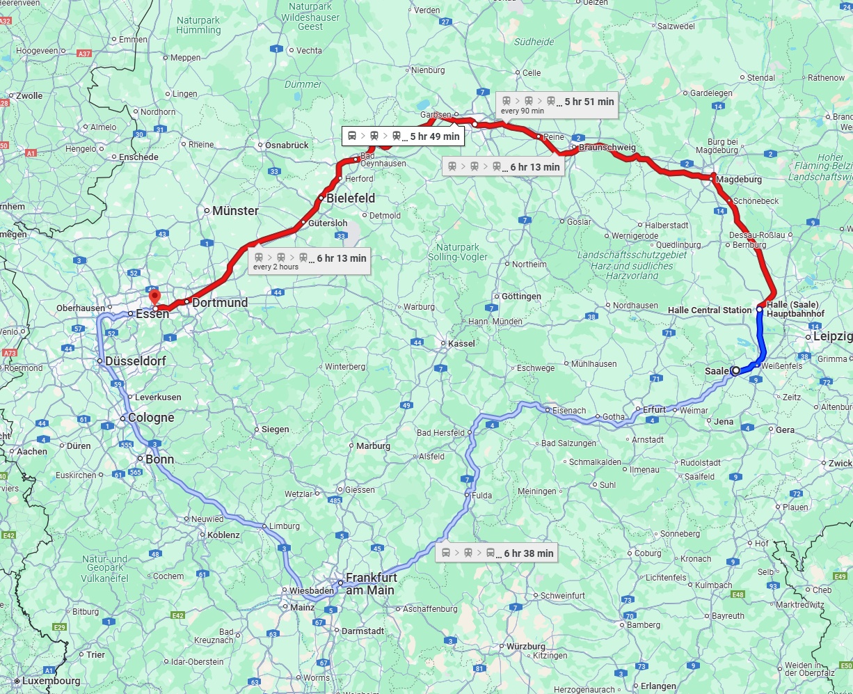 Anreise von Saale Zu Bochum Über 