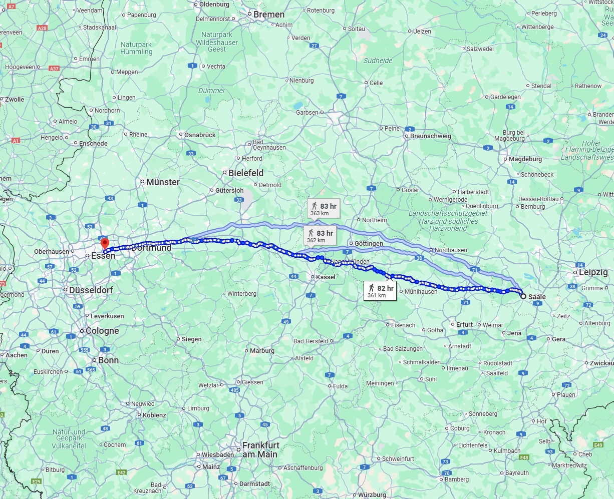 Anreise von Saale Zu Bochum Über 