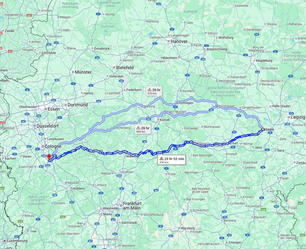 Anreise von Saale Zu Bonn Über 