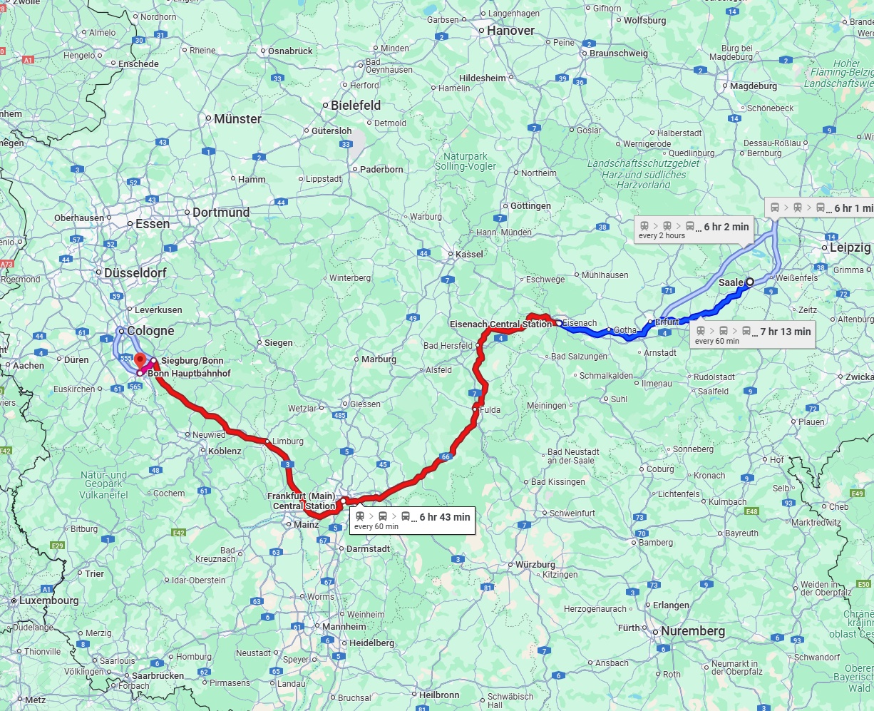 Anreise von Saale Zu Bonn Über 