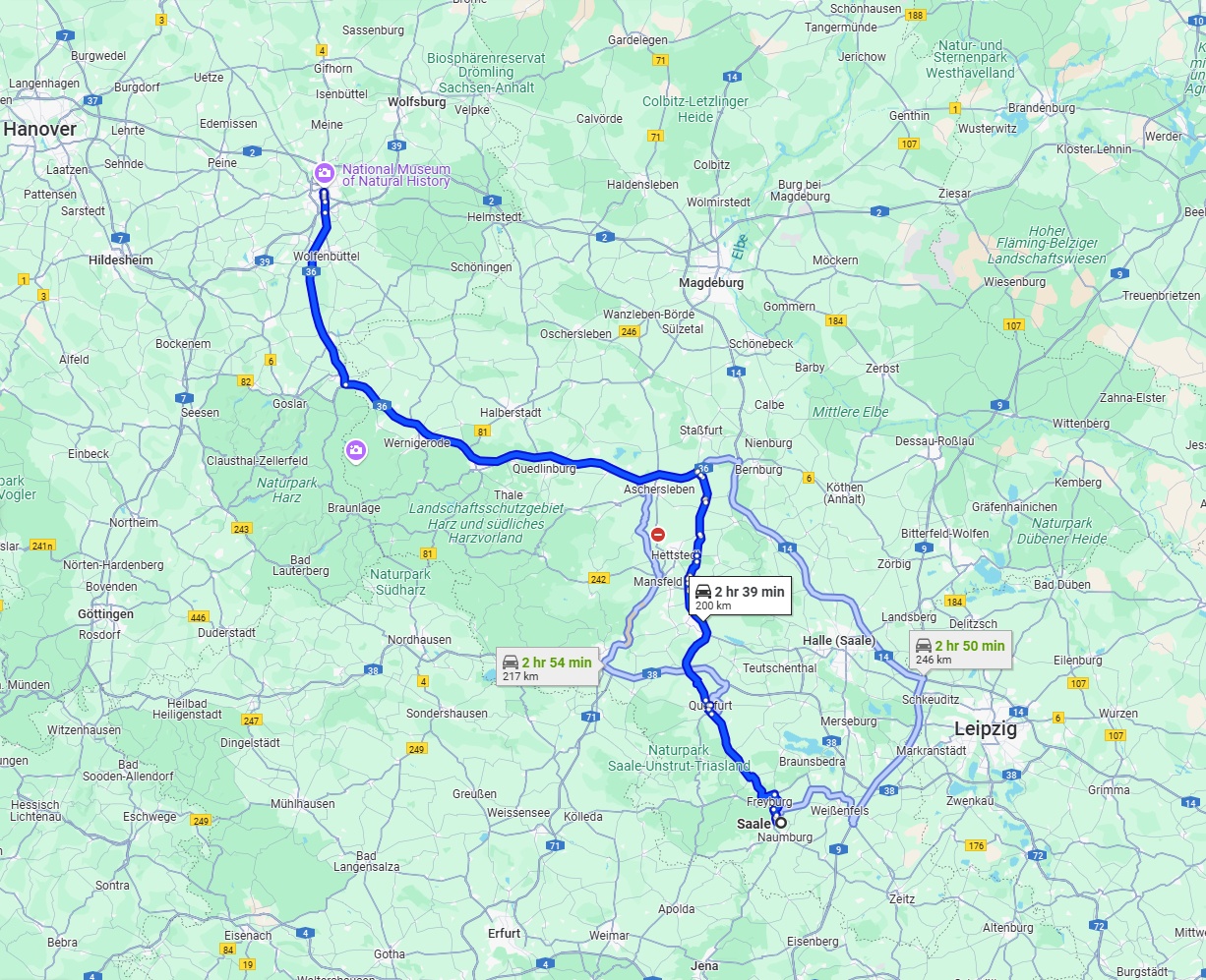 Anreise von Saale Zu Braunschweig Über via A36