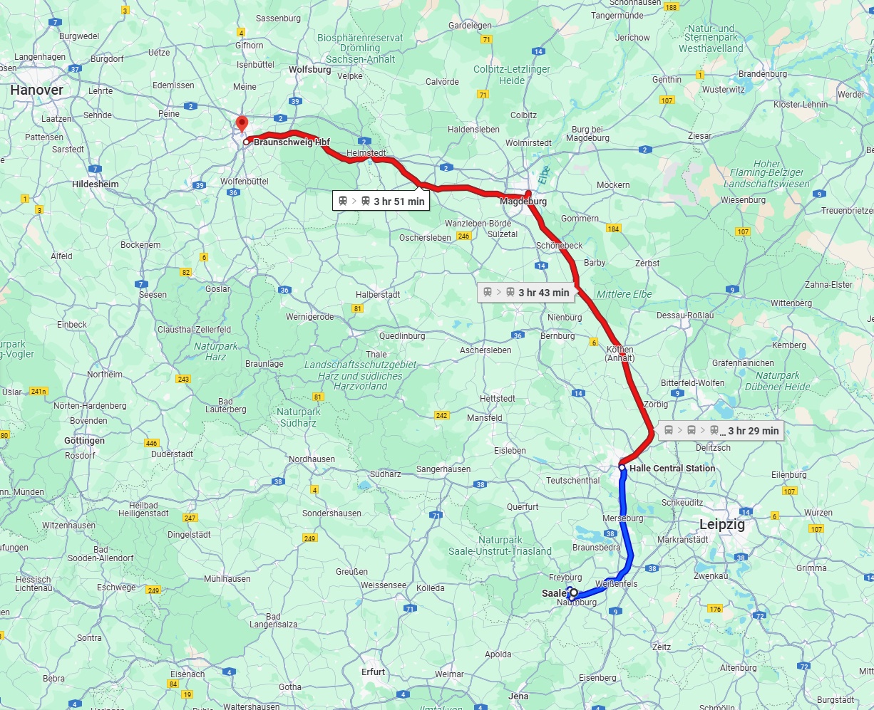 Anreise von Saale Zu Braunschweig Über 