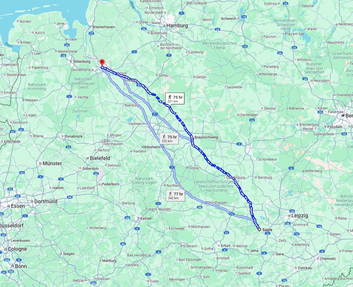 Anreise von Saale Zu Bremen Über 
